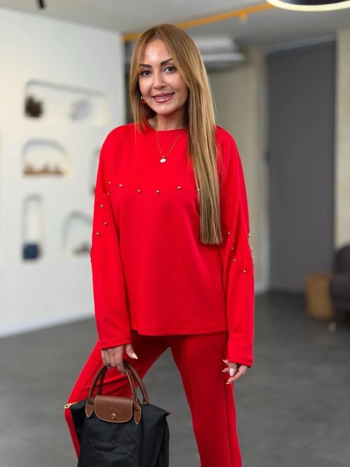 Kadın Inci Detay Modal Kumaş Ikili Takım