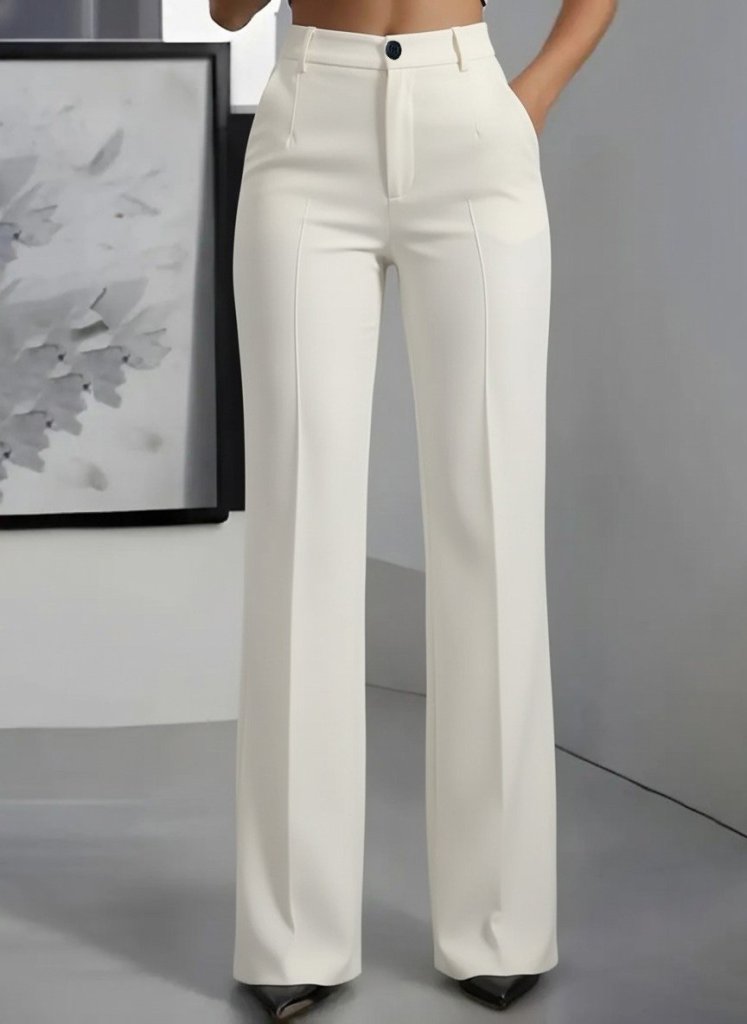 Kadın Yüksek Bel Cepli Ithal Krep Pantolon