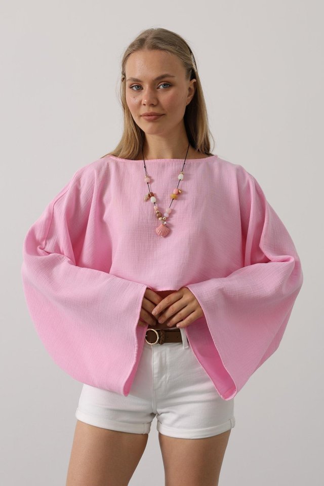 YARASA KOLLU CROP BLUZ - Pink