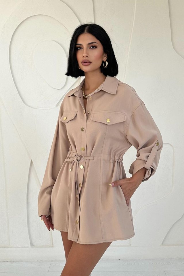 Vizon Çıtçıtlı Tünelli Gömlek Vizon Çıtçıtlı Tünelli Gömlek