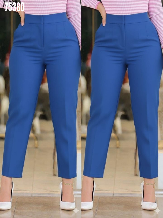 Kadın üste Oturan Paçası Bilek üzerinde Biten Krep Kumaş Pantolon 36 (S) - 50 (5XL)
