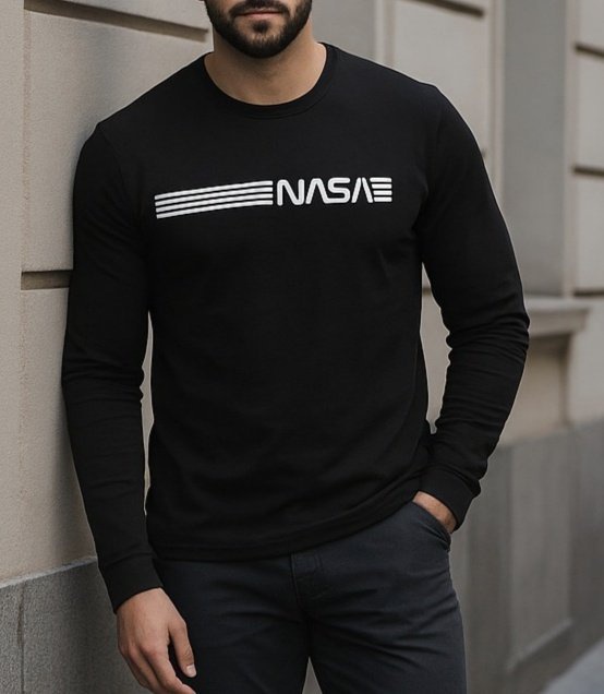 Erkek Uzun Kollu Bisiklet Yaka Viskon Sweat