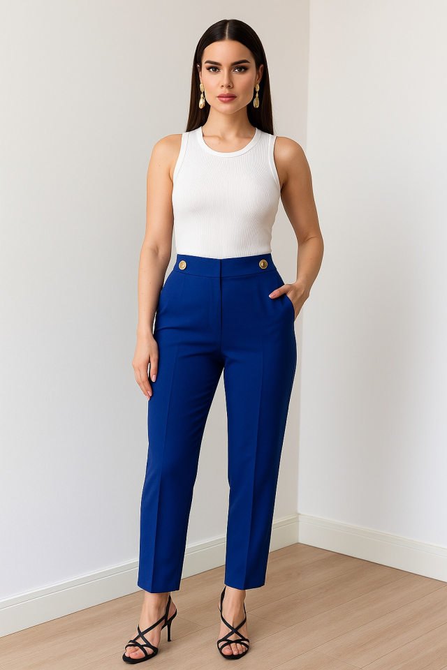 Decorati̇f Button Back Waist Lasting Pants