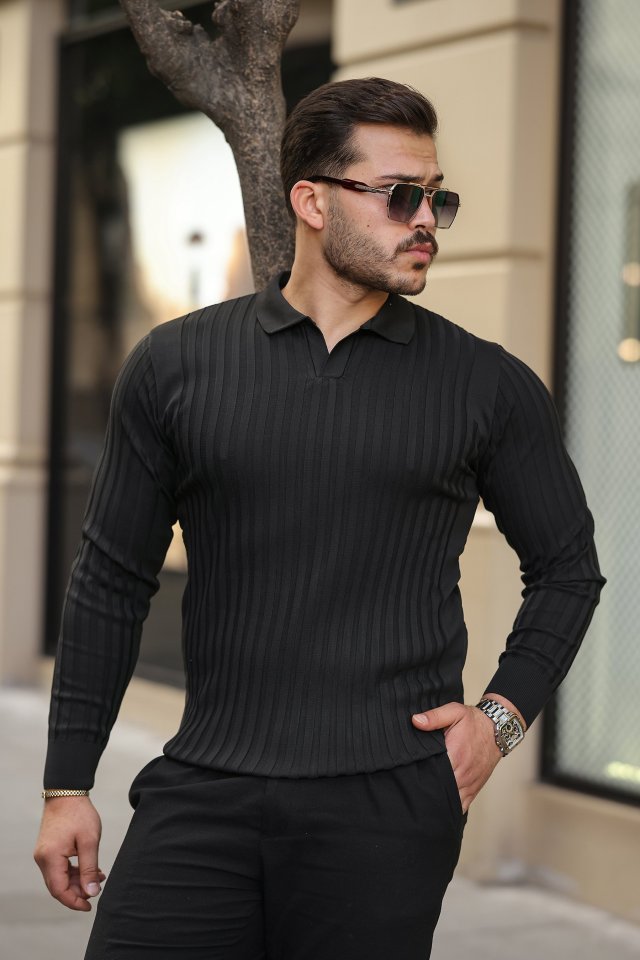 Erkek Kalın Fitilli Uzun Kollu Triko