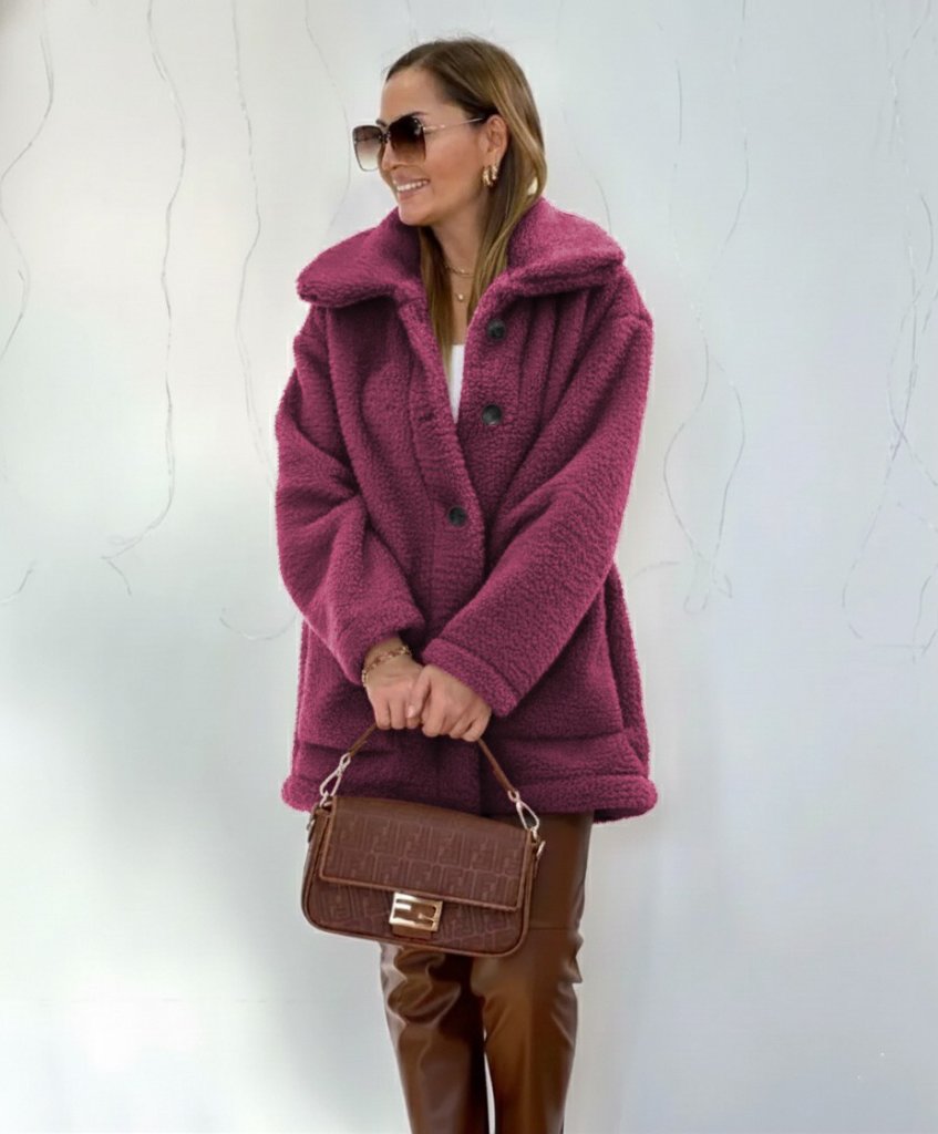 Kadın Uzun Kollu Yakalı önden Düğmeli Welsoft Kaban