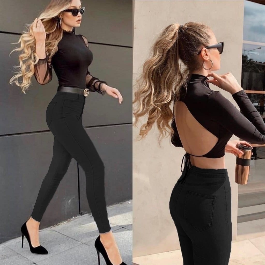 Likralı High Waist Jean Pants