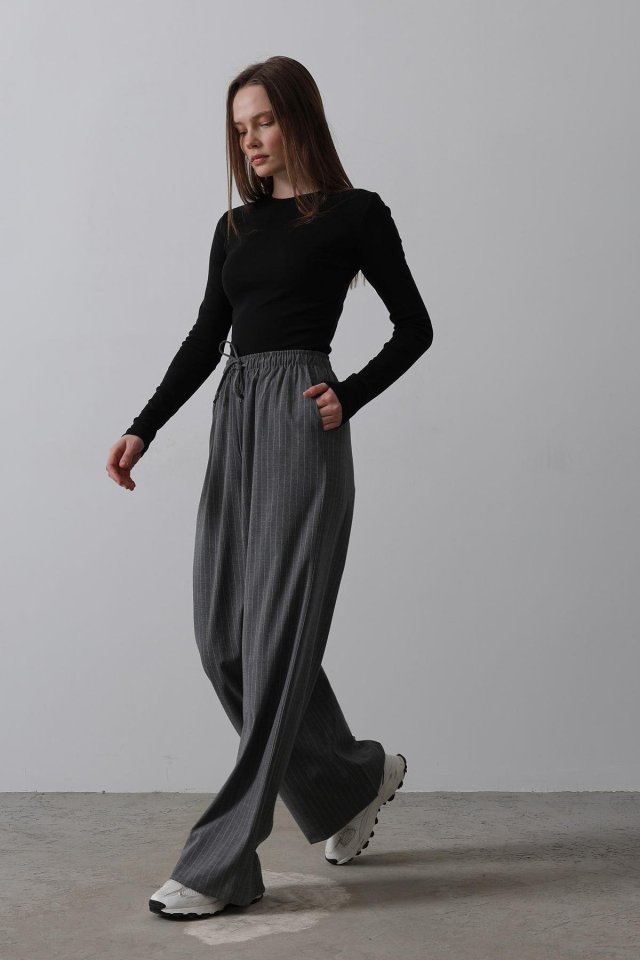 Cotton Pants with Beli Tire - Anthracite