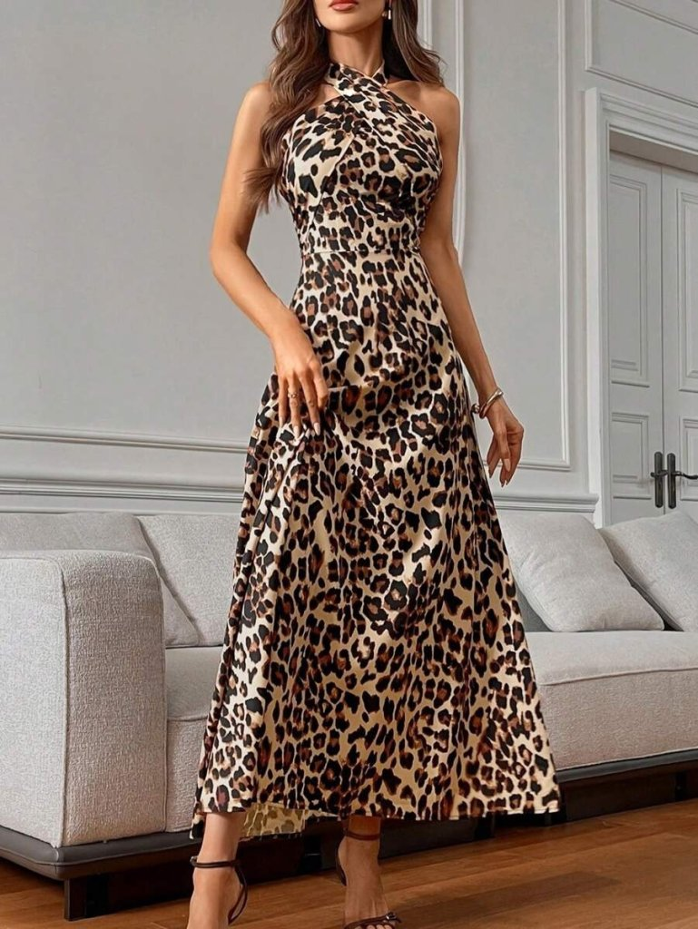 Kadın Omuzlardan Açık Boyundan çapraz Bağlama Detaylı Süprem Elbise