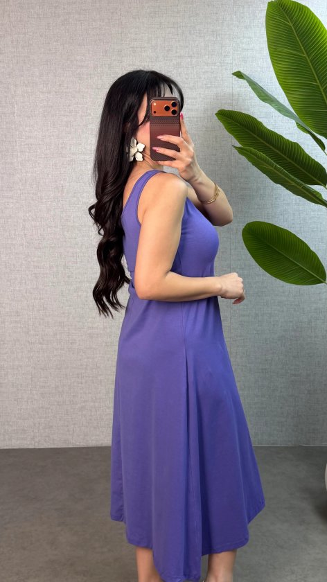 Kadın Askılı Yuvarlak Yaka Süprem Kumaş Elbise