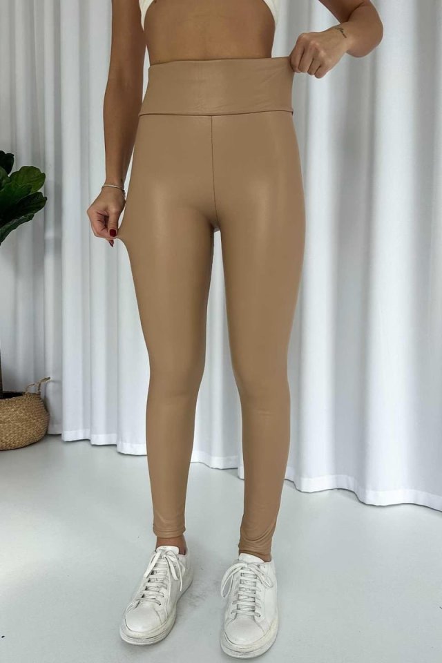 Women High Waist Ballarlayer Full Mold Leather Tights With Içi şardon