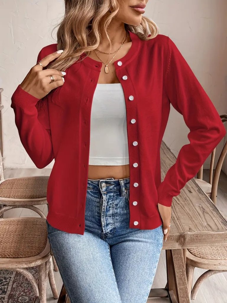 Kadın Uzun Kollu Önden Düğmeli Triko Ceket Kadın Uzun Kollu Önden Düğmeli Triko Ceket