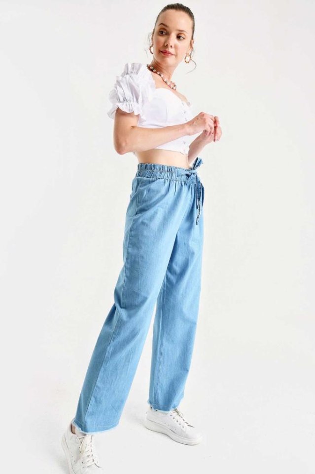 6469 Bol Paça Jeans Pantolon - Mavi