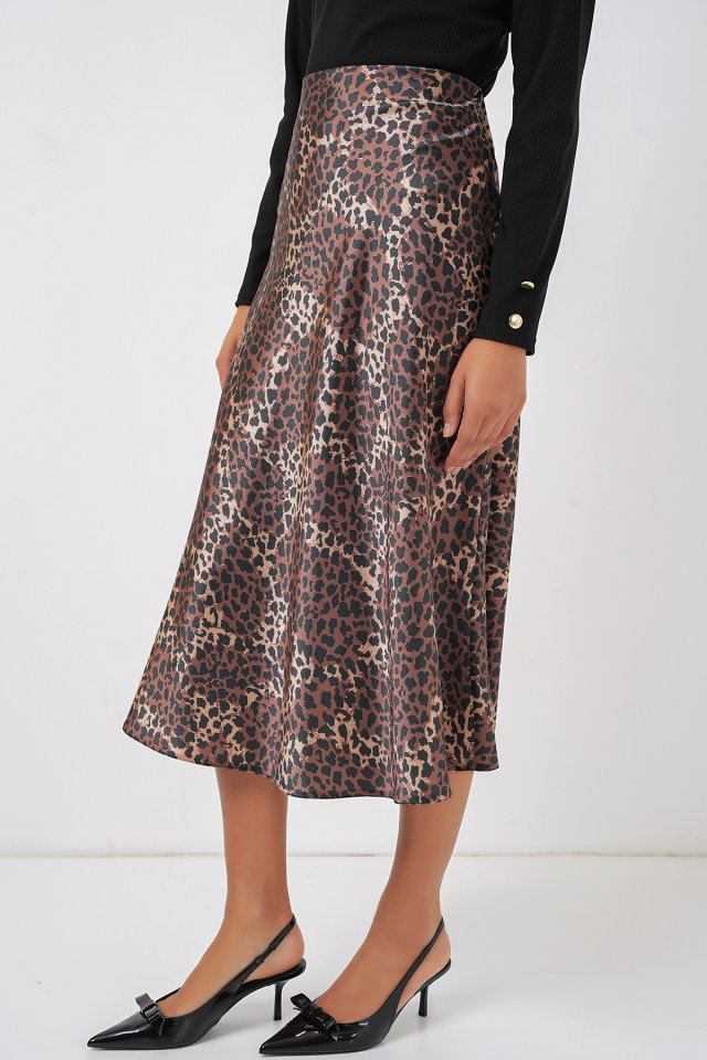 15806 Satin Skirt - Brown