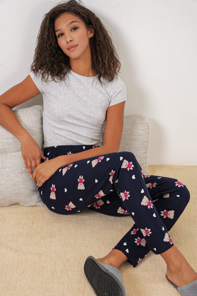 4323 Desenli Pijama Altı - L. Lacivert