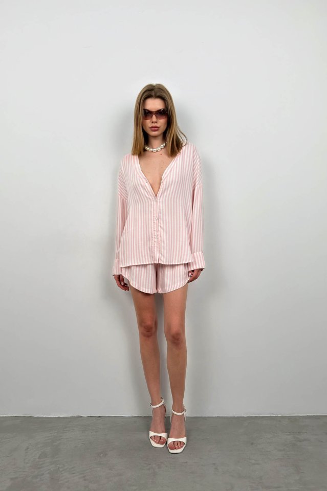 Stripe Shirt Shorts Sets