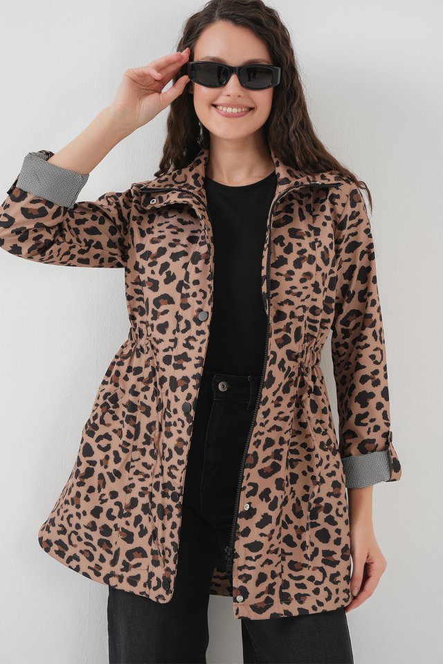 10322 Beli Büzgülü Trenchcoat - B. Brown