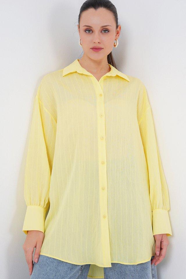 Stripe Long Shirt Tunic 5963 - Yellow