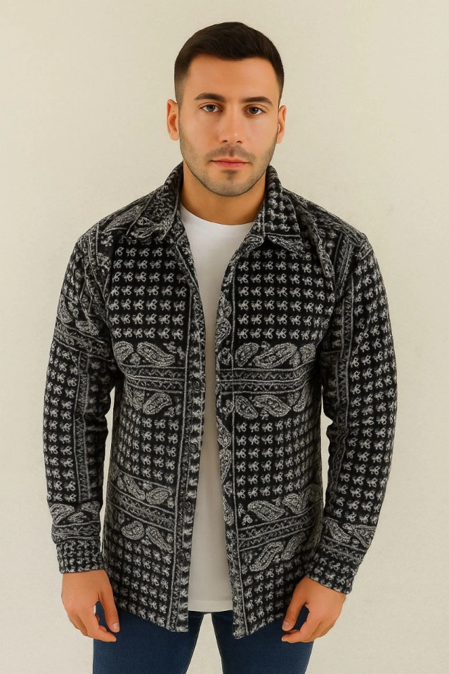 Erkek Polar Fermuarlı Sweatshirt – Kapüşonsuz, Cepli, Yumuşak Dokulu, Oversize Rahat Kalıp, Kışlık Sıcak Tutan Fermuarlı Üst - Siyah