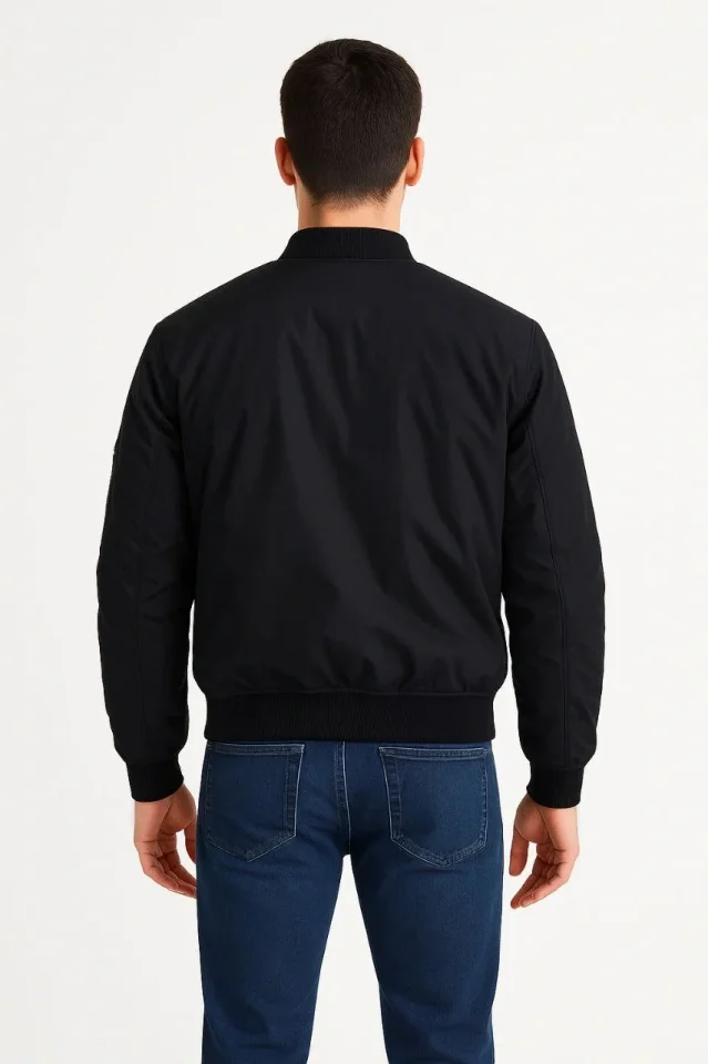 Arka Bomber Ceket - Siyah
