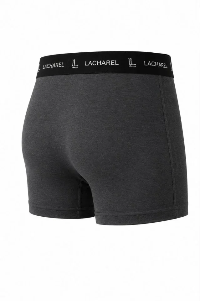 Erkek Likralı Pamuklu Nefes Alan Penye Boxer 3lü Paket - Füme
