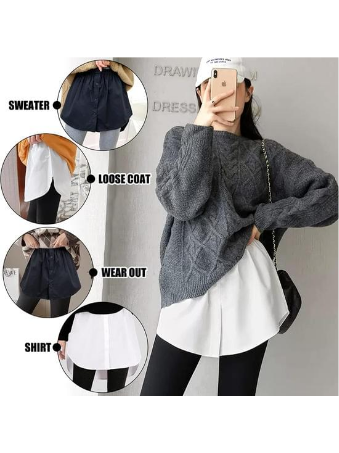 Elastic Button Recoverer Shirt Six Skirts -White