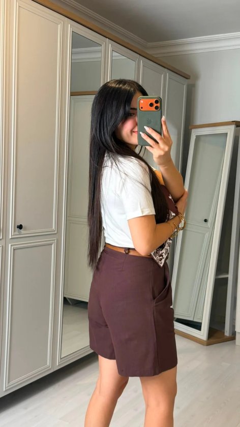 Kadın şal Desen Detay Bluz Ve Keten şort Ikili Takım