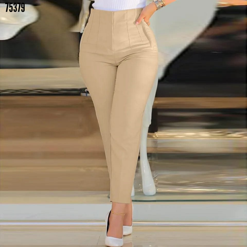 Kadın üste Oturan Paçası Bilek üzerinde Biten Krep Kumaş Pantolon 36 (S) - 50 (5XL)