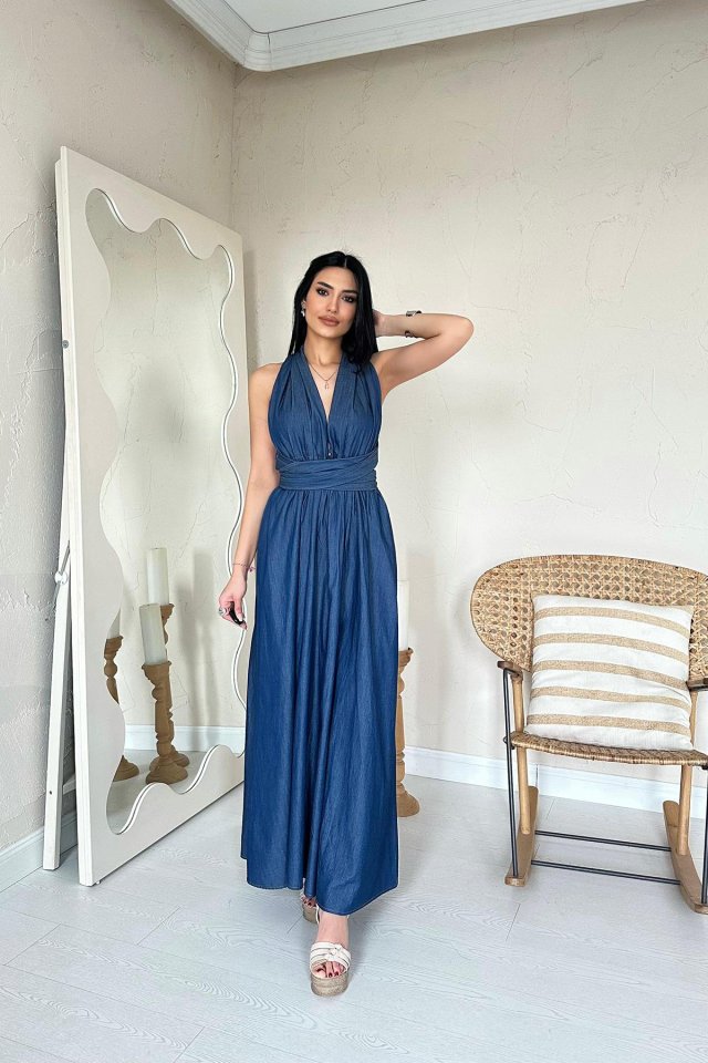Blue Tencel Bondage Dress