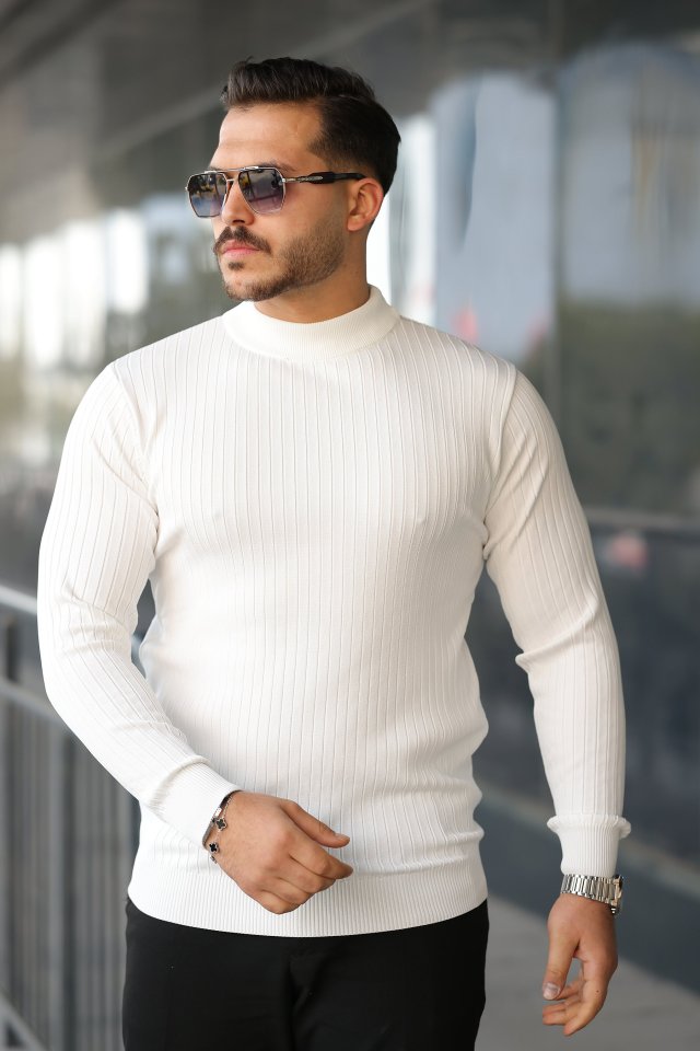 Erkek Yarım Balıkçı Yaka Fitilli Triko