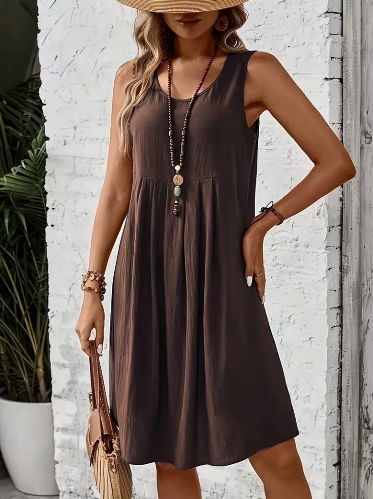 Kadın Askılı Yuvarlak Yakalı önden Pileli Kısa Aerobin Elbise