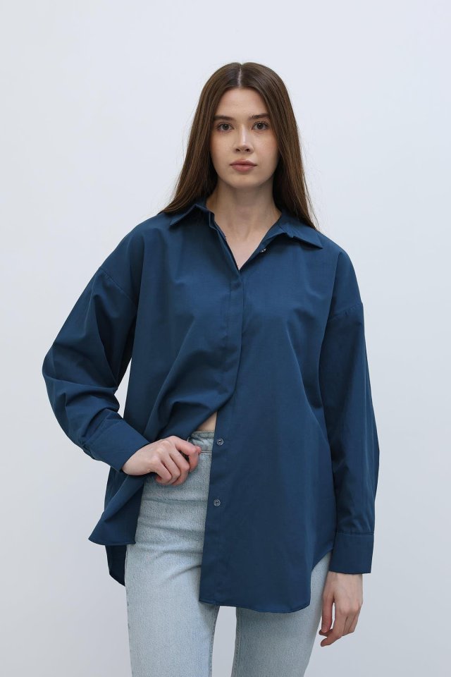 Uzun Kol Gömlek - İndigo Uzun Kol Gömlek - İndigo