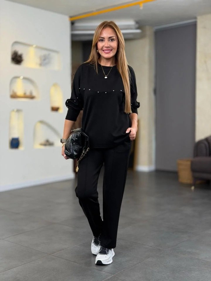 Kadın Inci Detay Modal Kumaş Ikili Takım