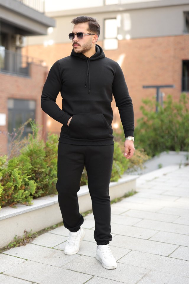 Erkek Kapüşonlu Üç İplik Şardonlu Alt-Üst Takım