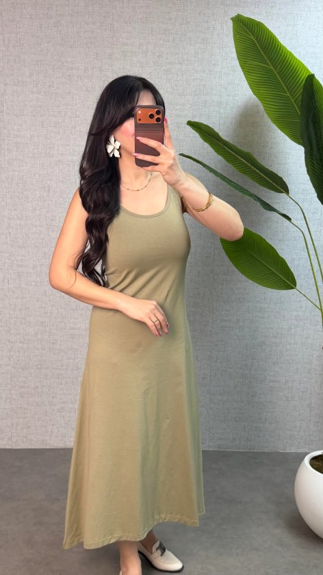 Kadın Askılı Yuvarlak Yaka Süprem Kumaş Elbise