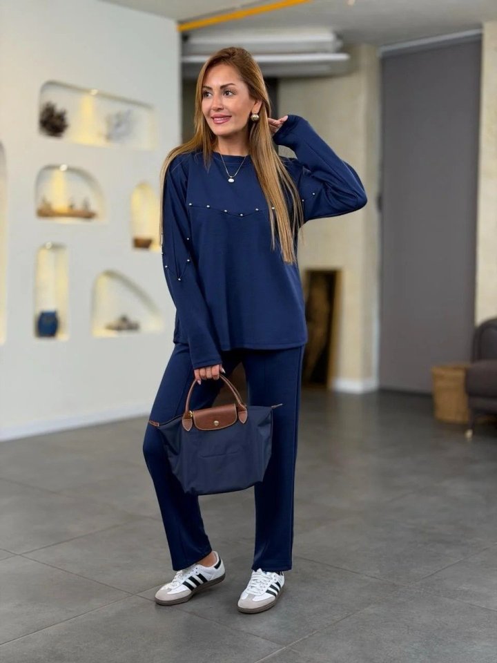 Kadın Inci Detay Modal Kumaş Ikili Takım