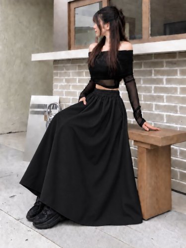 Kadın yüksek bel maxi boy çan etek