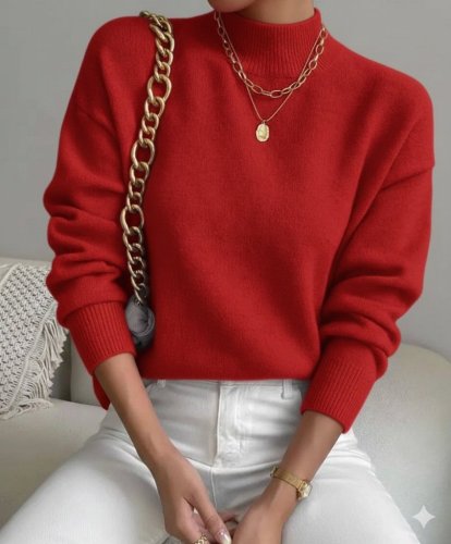 Kadın uzun kollu balıkçı yaka triko bluz