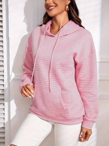 Kadın uzun kollu kapşonlu bağcıklı cepli capitone sweatshirt