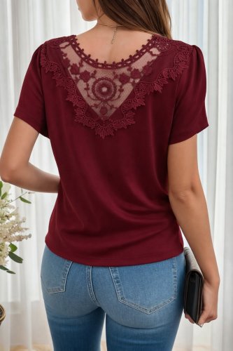 Kadın kısa kollu v yakalı viskon bluz