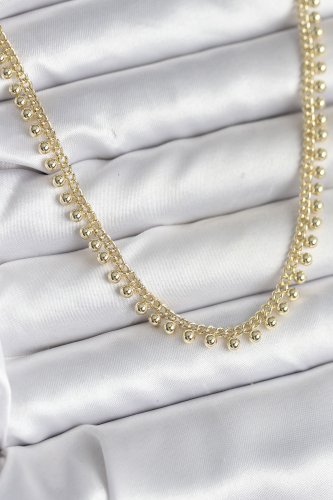 Pirinç Gold Renk Sıralı Topçuk Model Kadın Kolye