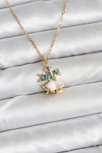 316L Çelik Zincir Gold Renk Chirtsmas Bell Model Yılbaşı Temalı Kadın Kolye