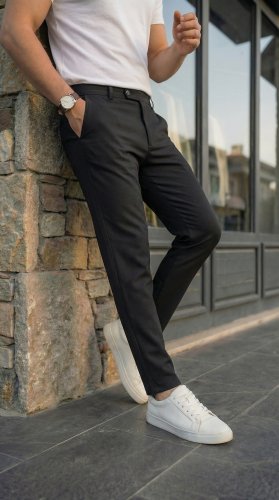 Erkek slim fit dilli kumaş pantolon