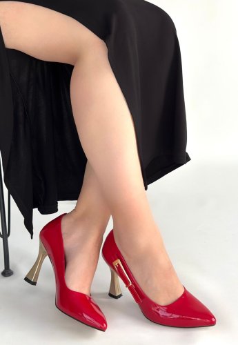 Motya Kırmızı Rugan Topuklu Ayakkabı