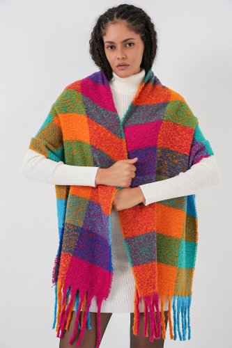 Yumuşak Dokulu Kalın Şal Atkı 15951 - Fuşya