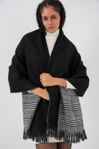 Yumuşak Dokulu Kalın Şal Atkı 15951 - Siyah