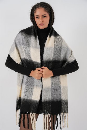 Yumuşak Dokulu Kalın Şal Atkı 15951 - ASiyah