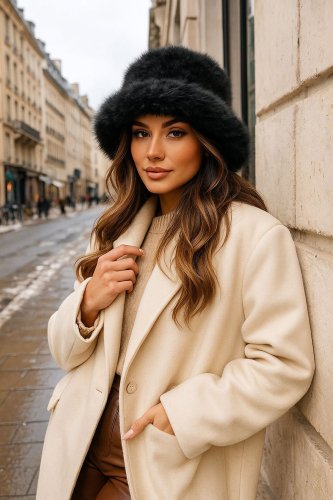 Peluş Kalpak Şapka 010194 - Siyah