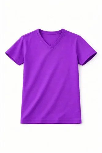 Genç Kız Çocuk V Yaka Tişört Yazlık Model Günlük Basic Body - Mor
