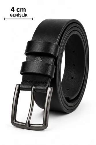 Erkek Hakiki Deri 4 cm Klasik Kemer Metal Tokalı Günlük ve Klasik Kullanım