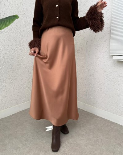 Beli Lastikli Saten Etek -Tarçın